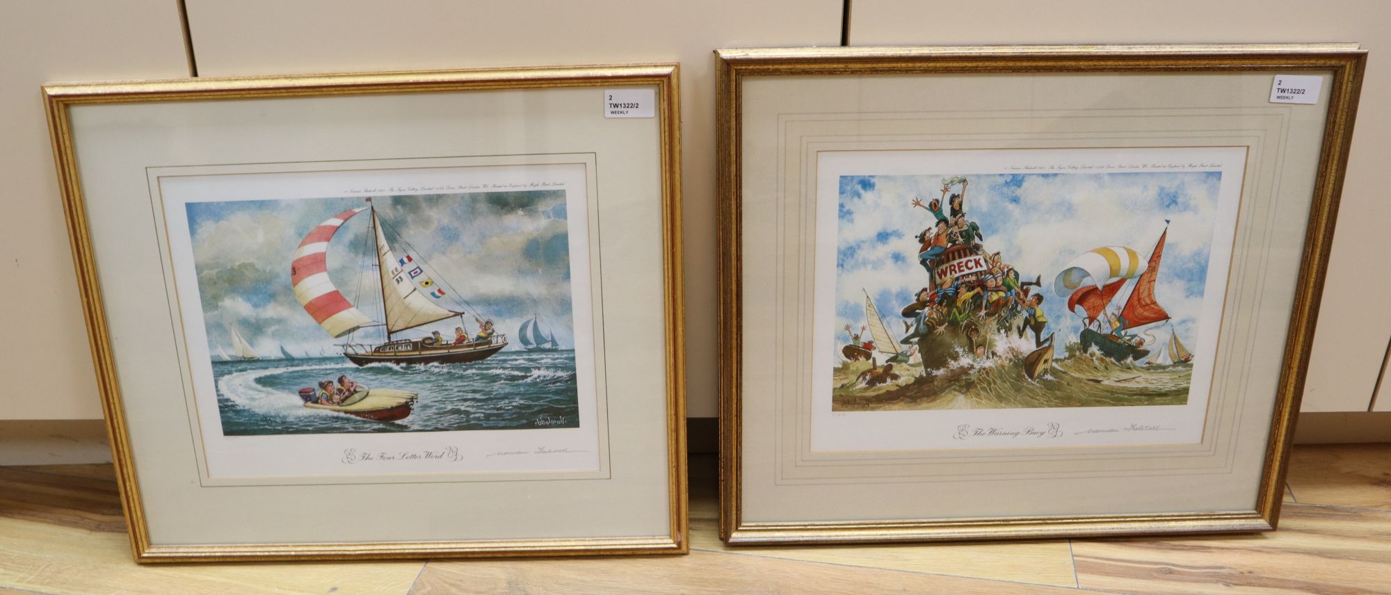 Norman Thelwell, a pair of limited edition signed yachting prints,